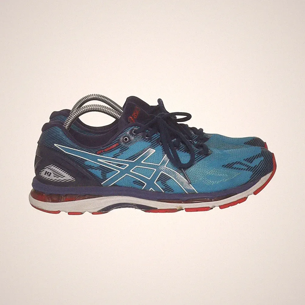Asics, Laufschuhe, Größe: 44 1/2, Blau/Rot/Weiß, Herren #AIH