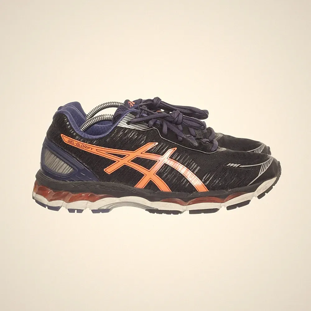 Asics, Laufschuhe, Größe: 44, Lederimitat, Schwarz/Blau/Orange, Herren #Z70