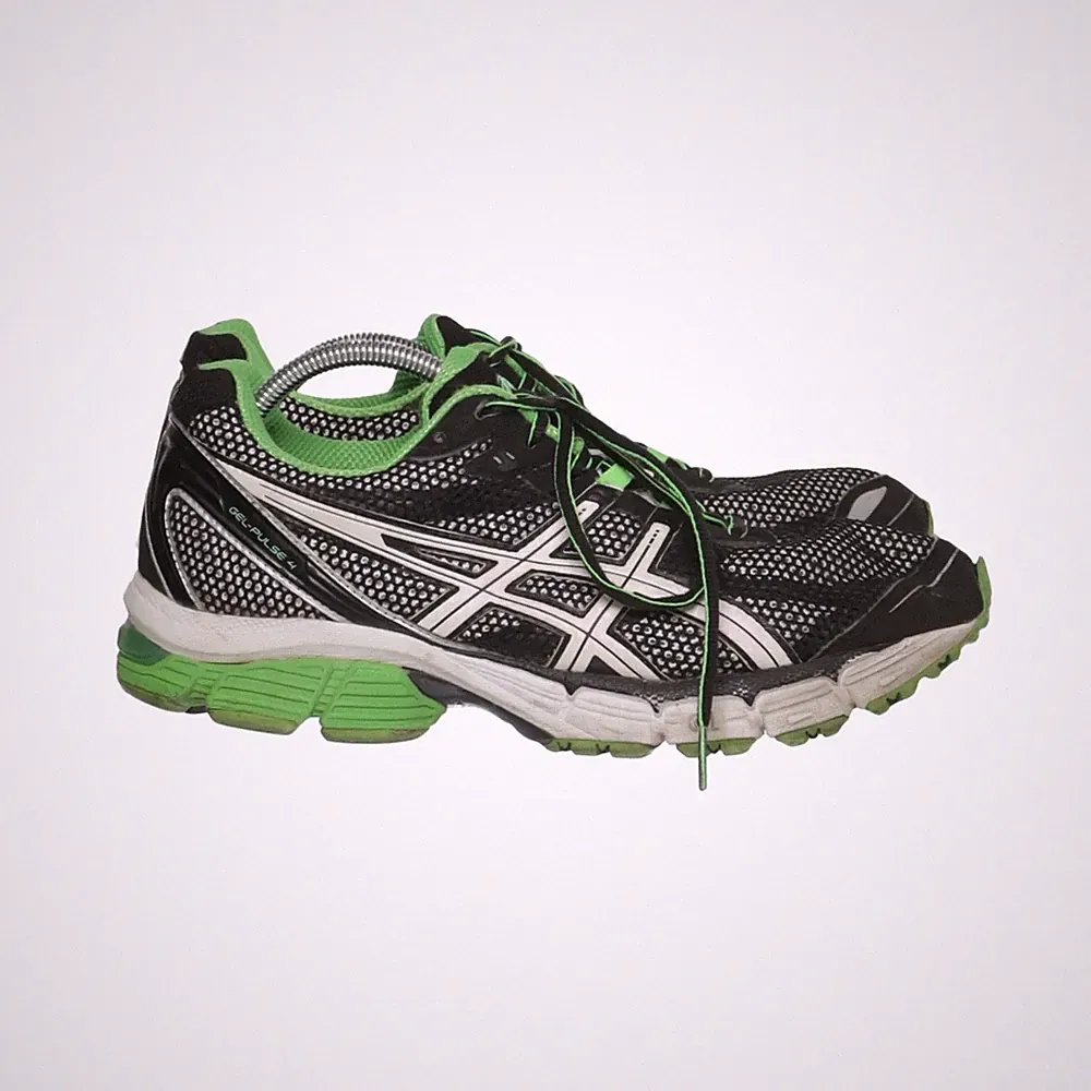 Asics, Laufschuhe, Größe: 44, Lederimitat, Schwarz/Grün/Weiß, Herren #Gvf