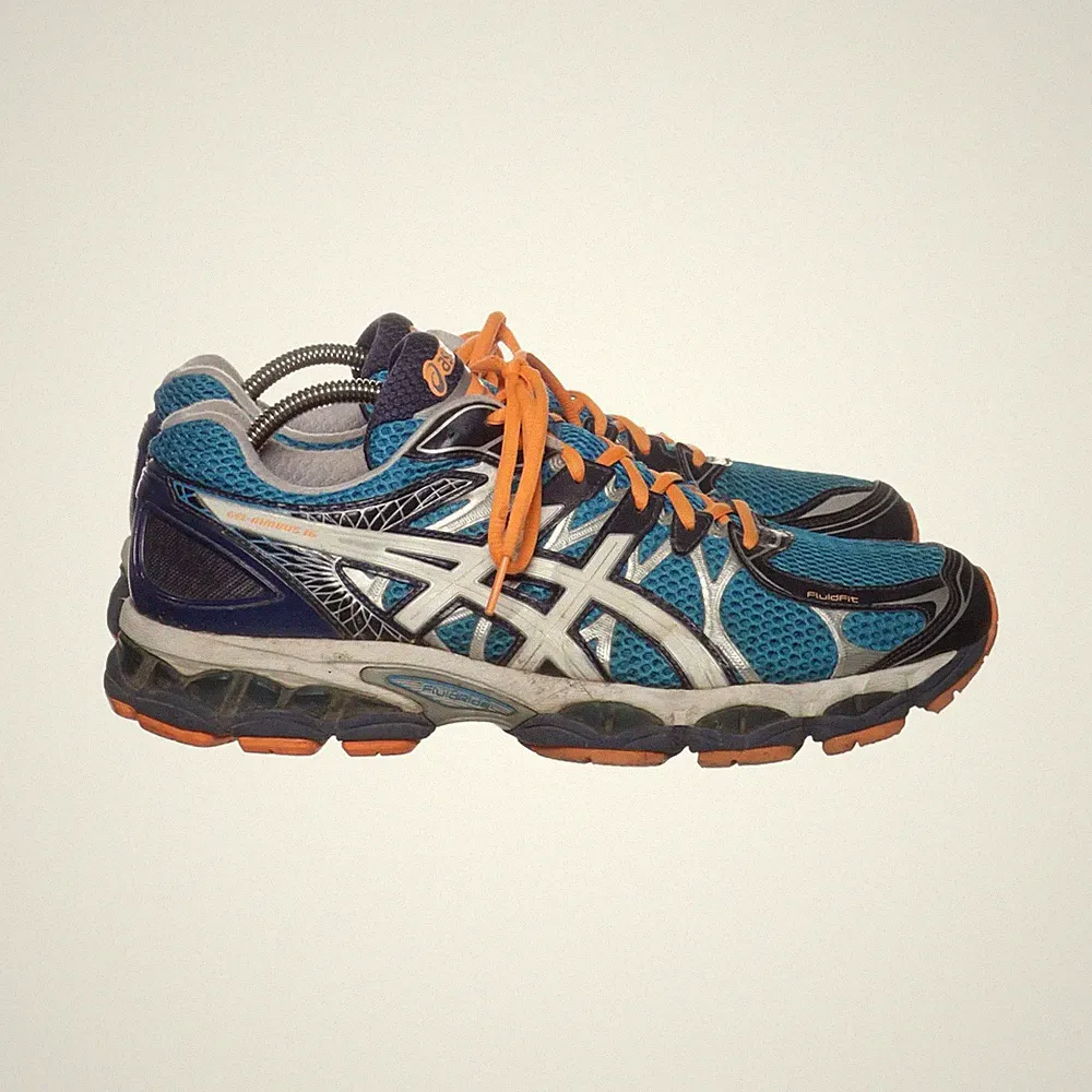Asics, Laufschuhe, Größe: 46, Blau/Orange/Weiß, Herren #Dvg