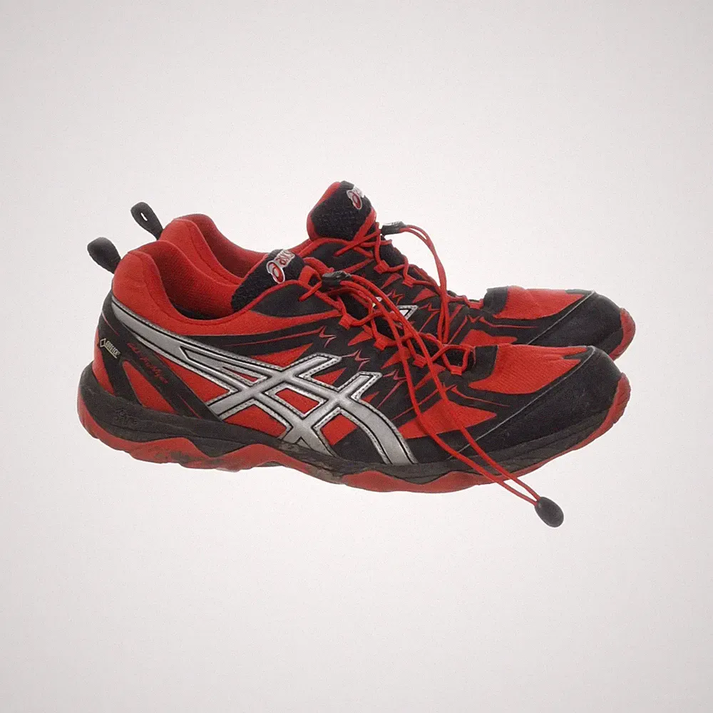 Asics, Laufschuhe, Größe: 47, Q404N, Rot/Schwarz/Silber, Herren #0Pz