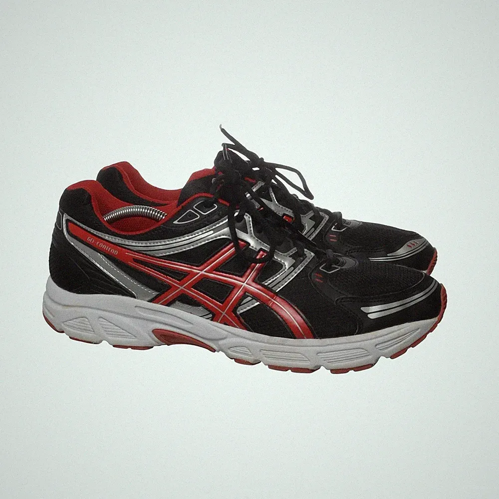 Asics, Laufschuhe, Größe: 49, model: t25an, Schwarz/Rot/Silber, Herren #kZO
