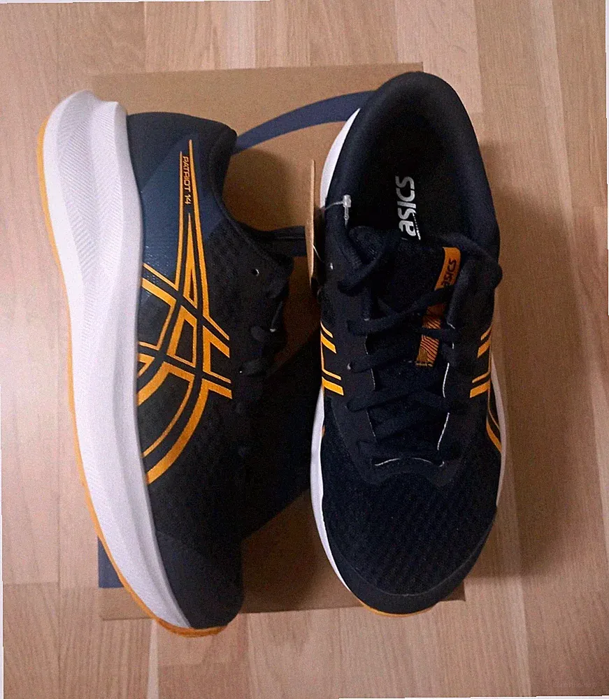 ASICS Patriot 14 GS Jugendliche Laufschuhe Sneaker Low Top EU 39 Blau/Orange