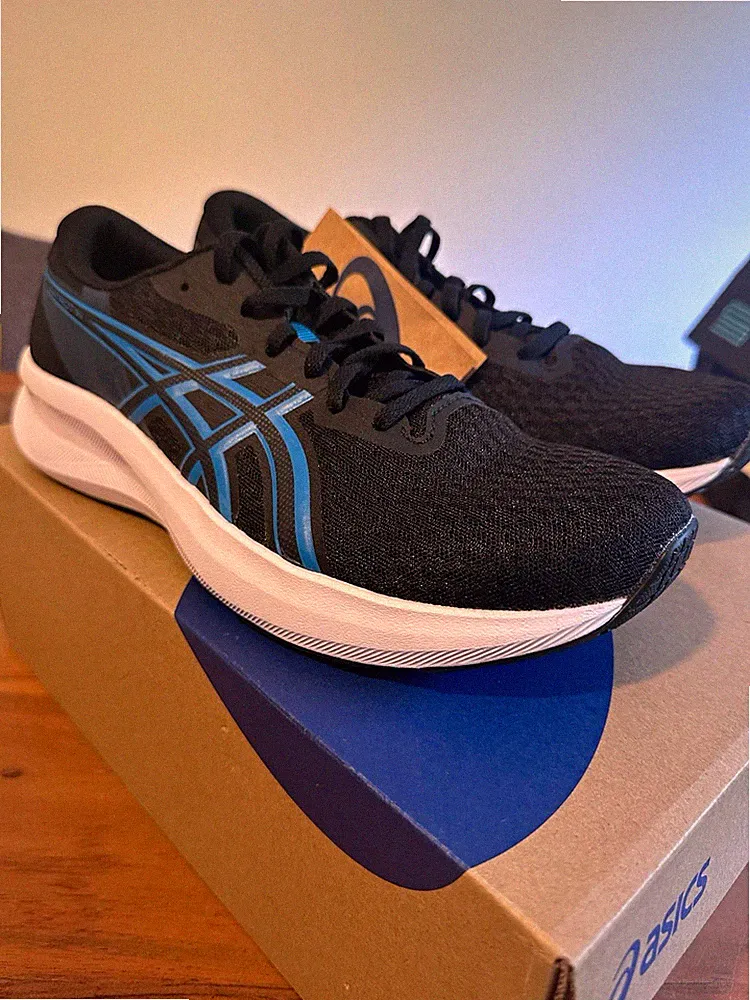 ASICS Patriot 14 Herren Laufschuhe Mesh atmungsaktiv Schwarz/Blau EU 42,5 US 9