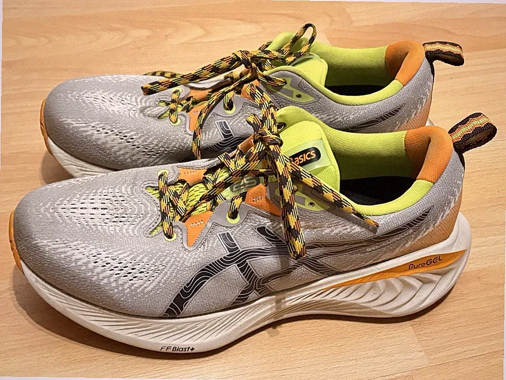 Asics Running Schuhe Gr. 44,5 Grau Orange Laufschuhe Sportschuhe