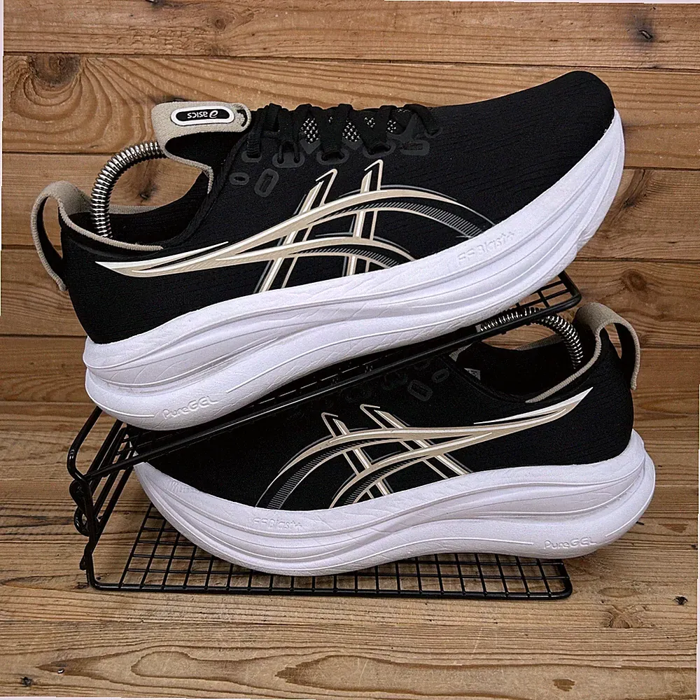 Asics Turnschuhe Herren Gr. UK 8,5 Gel Nimbus 28 extra weit schwarz Straßenlaufschuhe
