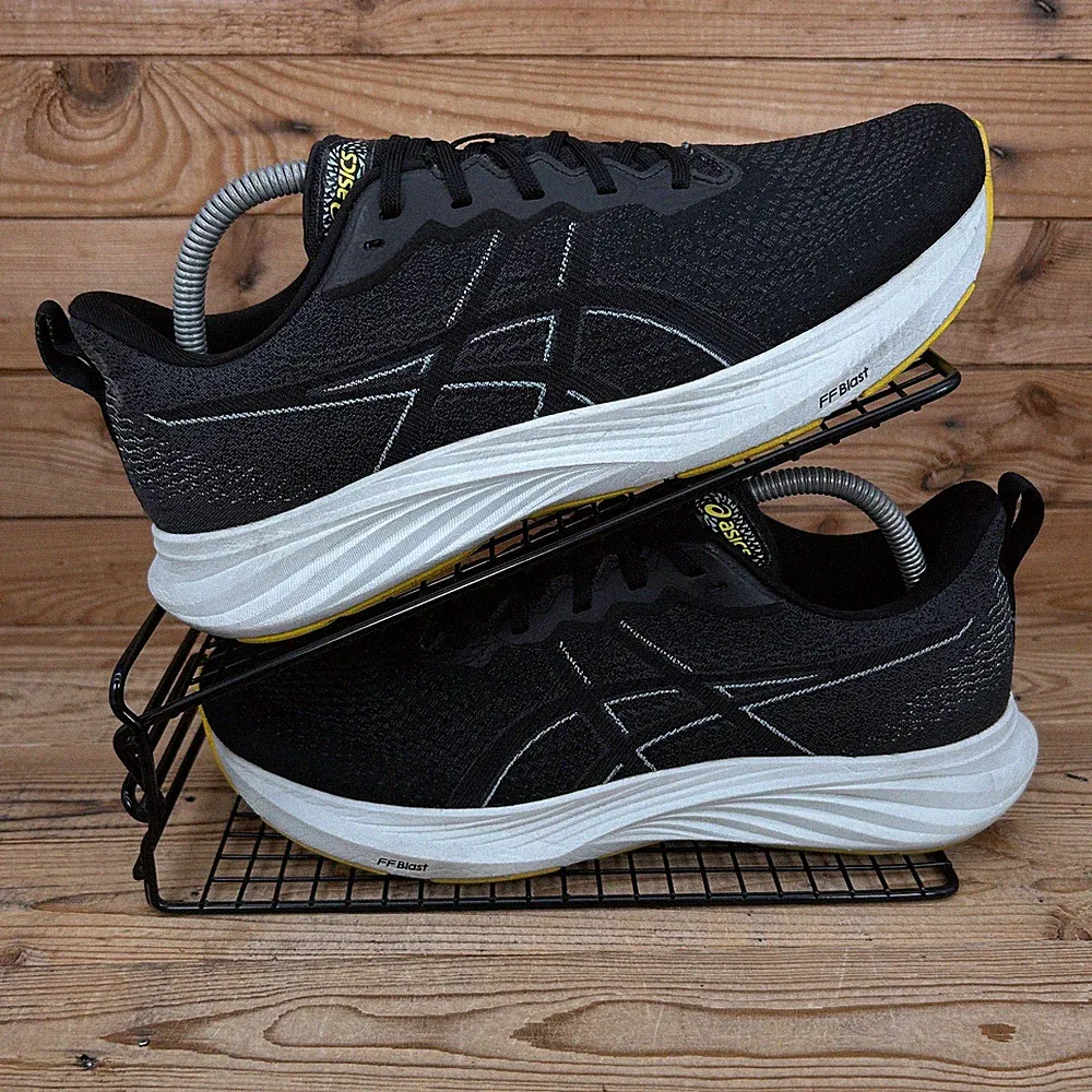 Asics Turnschuhe Herren UK 7,5 Dynablast 4 schwarz gelb FFBlast Straßenlaufschuhe