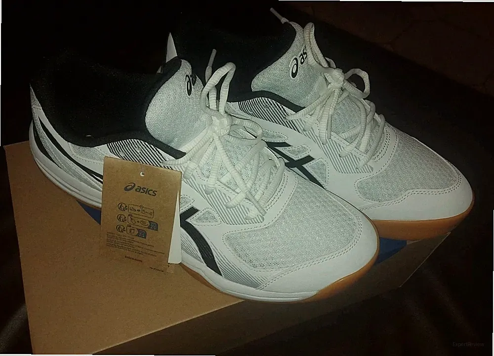Asics Upcourt 5 GS Hallenschuh Sportschuhe Herren White/Safety Yellow Gr. 45