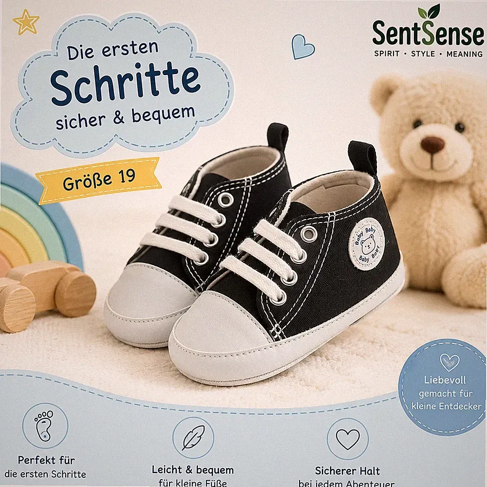 Baby Lauflernschuhe Größe 19 Schwarz Weiß – Kinderschuhe Sneaker