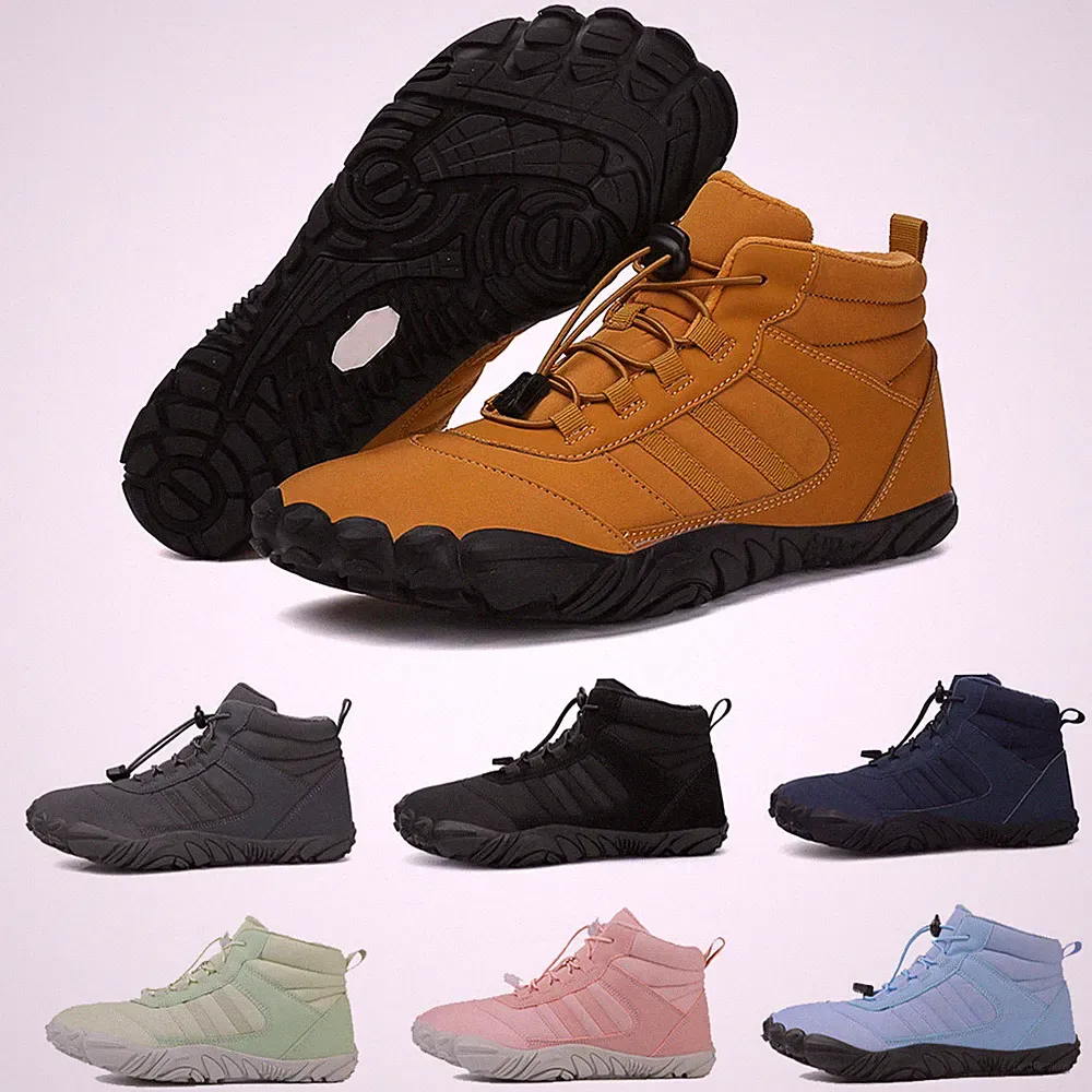 Barfußschuhe Winterstiefel Herren Damen Warme Traillaufschuhe Hohe Schneestiefel