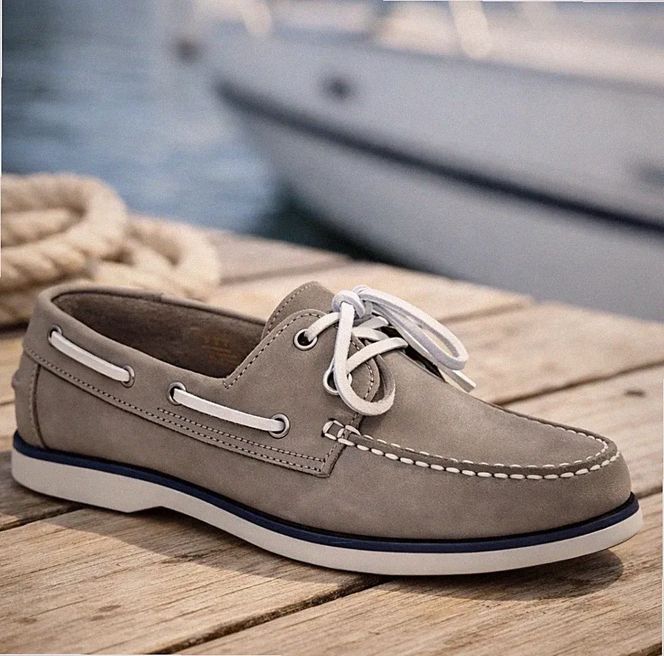 BELMONDO Herren-Bootsschuh grau Nubukleder Grösse 43 NEU!