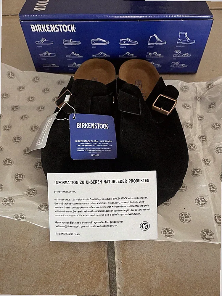 Birkenstock Herren Slipper Sandale / Schwarz Wildleder Schnalle Soft Footbed EU 41