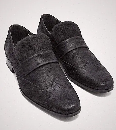 Brogue Slipper Herren Calafe Echtleder Schwarz Mokassin Portugal EU 38
