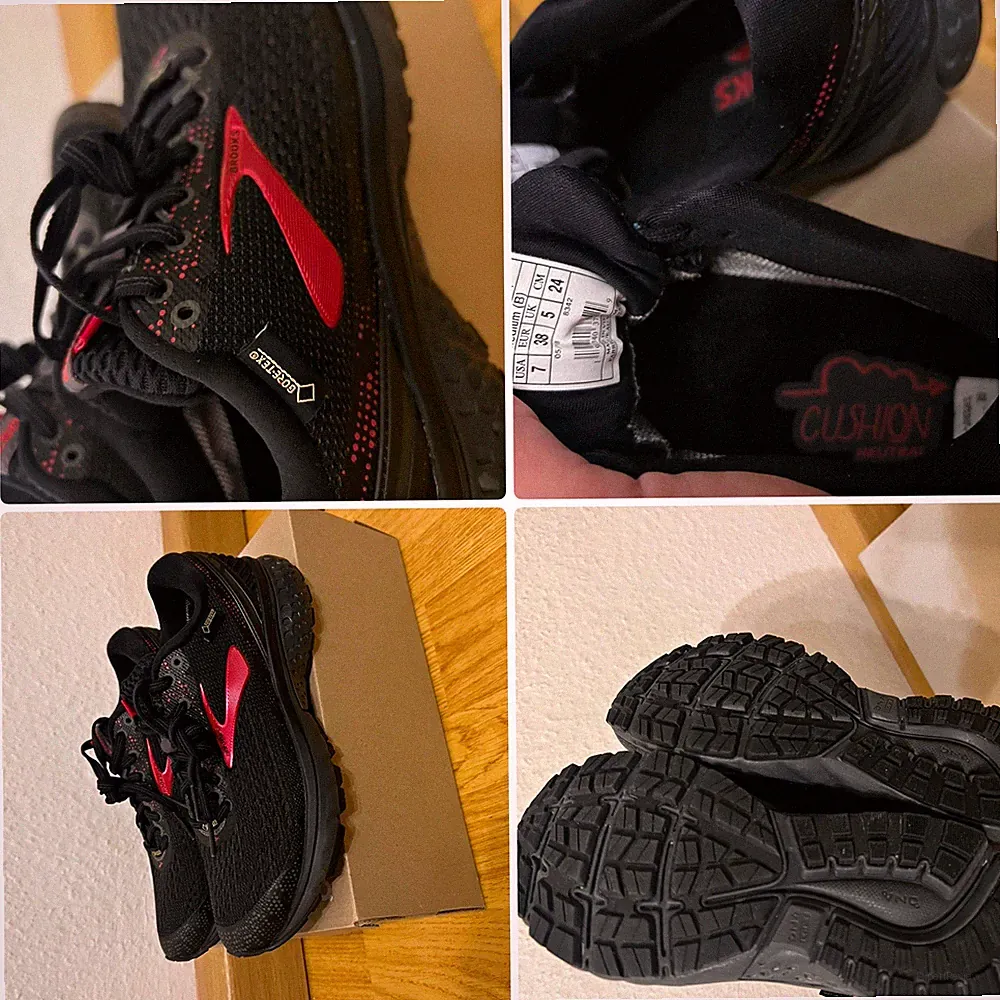 Brooks Ghost 10 GTX Damen Laufschuhe GORE-TEX atmungsaktiv Schwarz/Rot 38