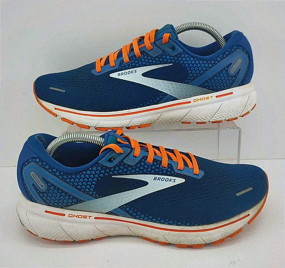 Brooks Ghost 14 Herren Laufschuhe Blau Gepolstert Komfort Sport Turnschuhe UK 8,5