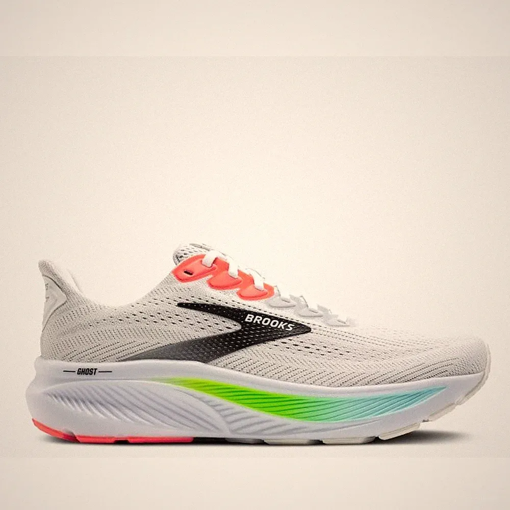 Brooks Ghost 17 Men white pink clay gecko Laufschuhe Joggingschuhe Herren