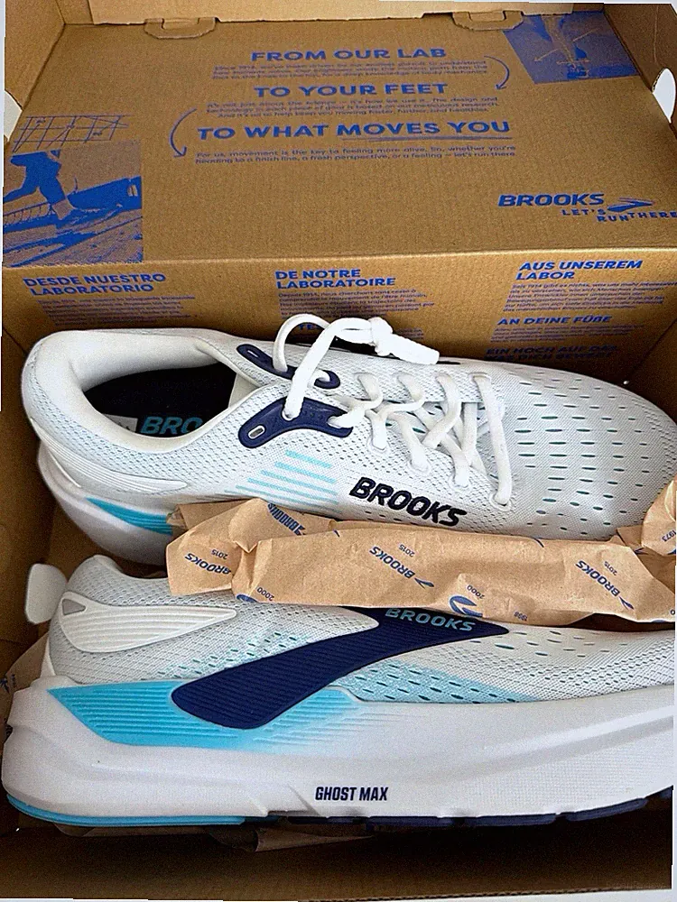 Brooks Ghost Max 3 Herren Laufschuh Sneaker Weiß/Blau Mesh EU 43 Arda Saatci