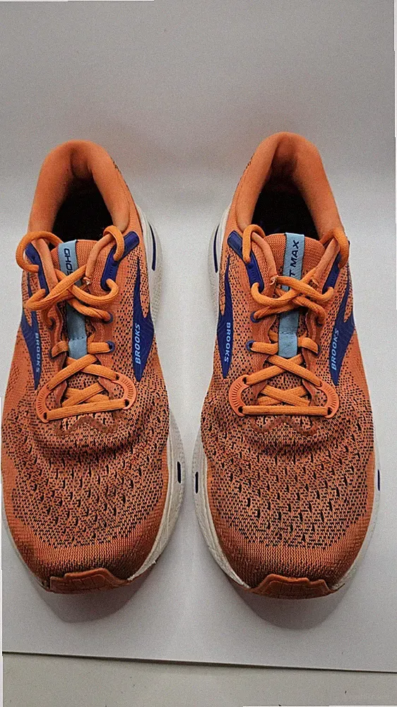 Brooks Ghost Max Herren Laufschuhe orange blau Größe 10 UK Medium wenig Kilometer