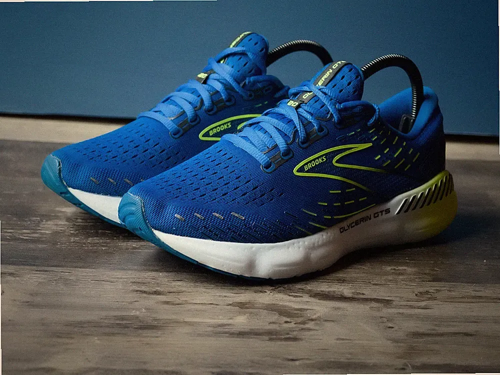 Brooks Glycerin GTS 20 Herren Laufschuhe Größe 7 blau gelb gepolsterte Turnschuhe