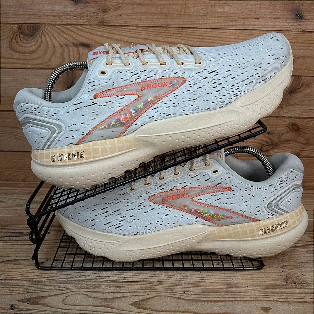 Brooks Turnschuhe Herren Größe UK 10,5 Glycerin 21 Snow Dawn Stroh Straßenlaufschuhe