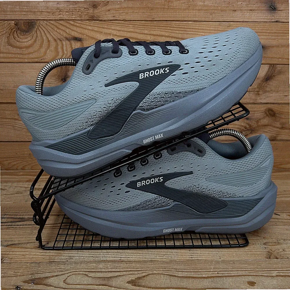 Brooks Turnschuhe Herren Größe UK 9 Ghost Max 3 grau Ebenholz Straßenlauf gepolsterte Schuhe
