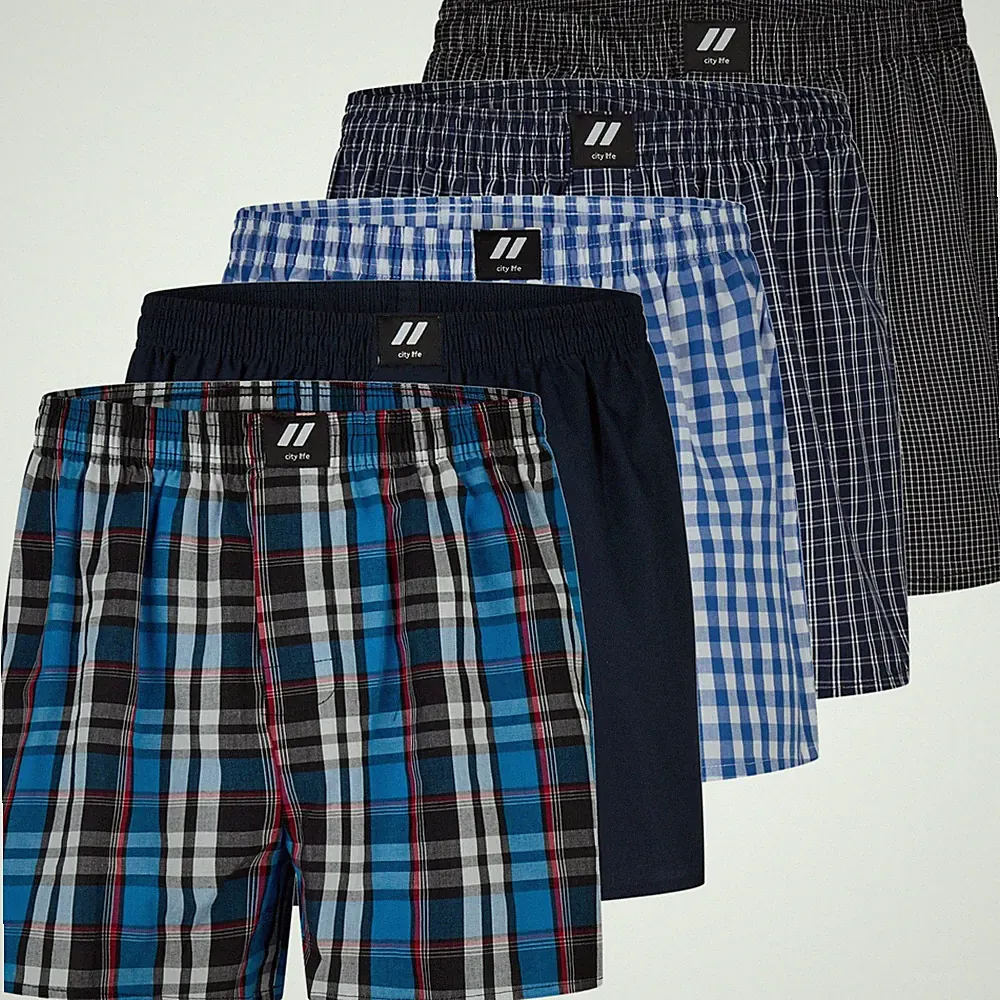 City Life Herren Webboxer 5er Pack 100% Baumwolle, desortierte Boxershorts