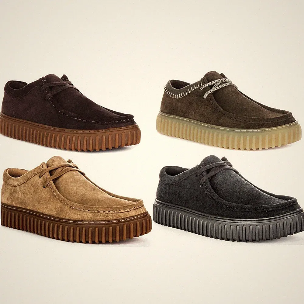 CLARKS Torhill Lo Gerippt Laufsohle Wildleder Herren Freizeit Schuhe IN Olive