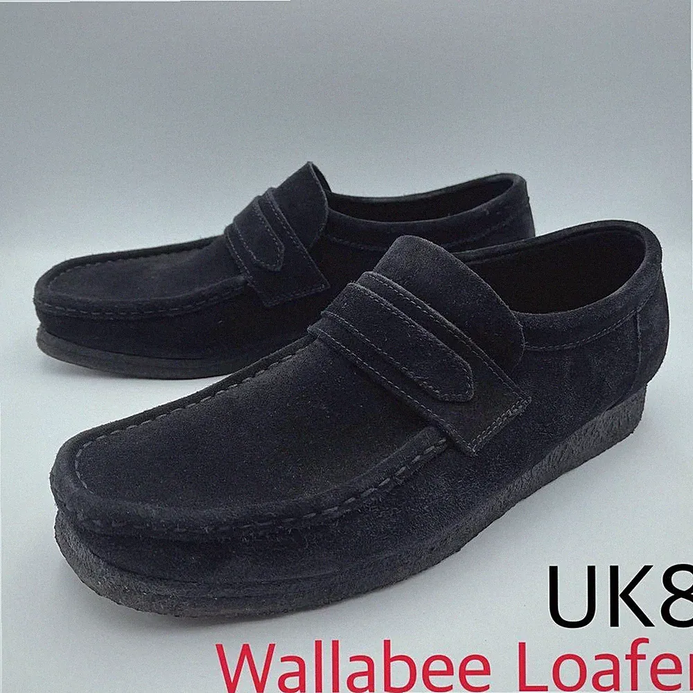 Clarks Wallabee Loafer UK8/26cm Wildleder Schwarz Herren Elegant Schuhe Top...