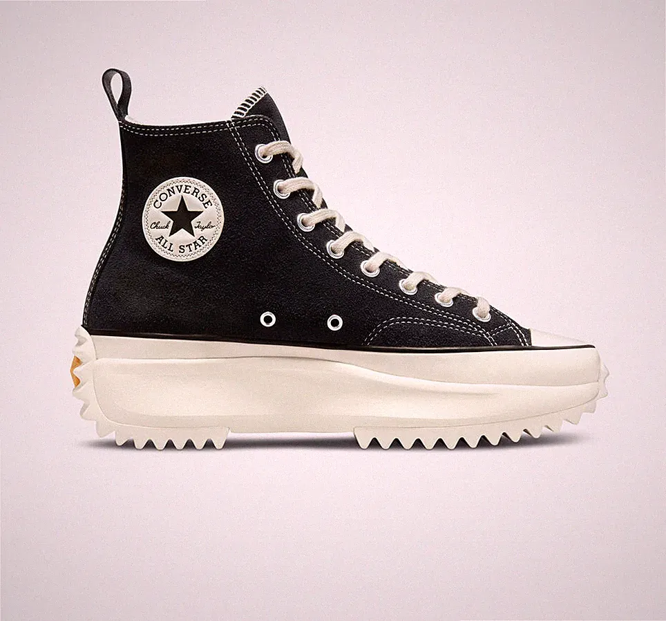 Converse Run Star Hike Plateau Wildleder Schuhe In Schwarz/Weiß UK 6,5