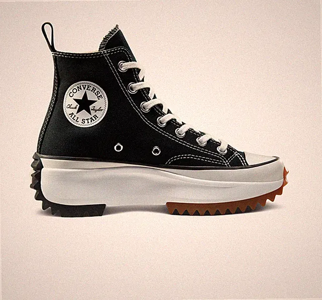Converse Run Star Wandern hohe Plateauschuhe schwarz