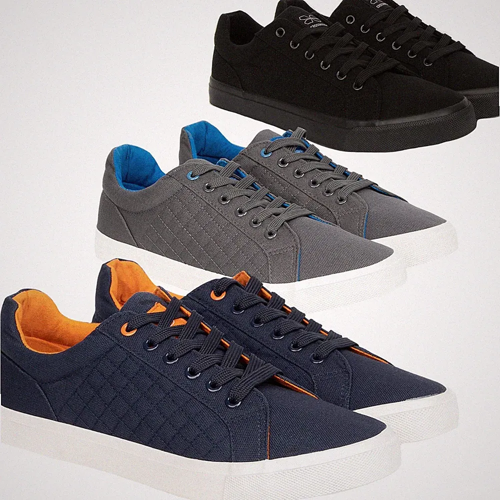 Crosshatch Neu Herren Sportschuhe Schnürschuhe Canvas Turnschuhe Freizeit Flach Pumps