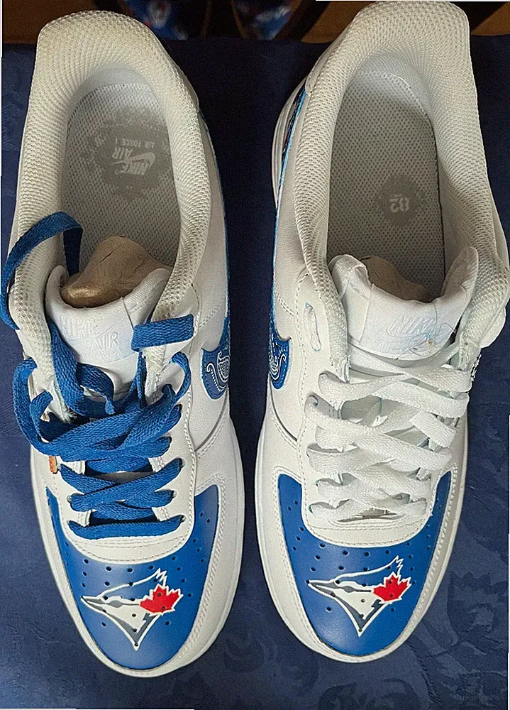 Custom Air Force 1 Shoes Toronto Blue Jays Theme Mens Size 10 Never Worn
