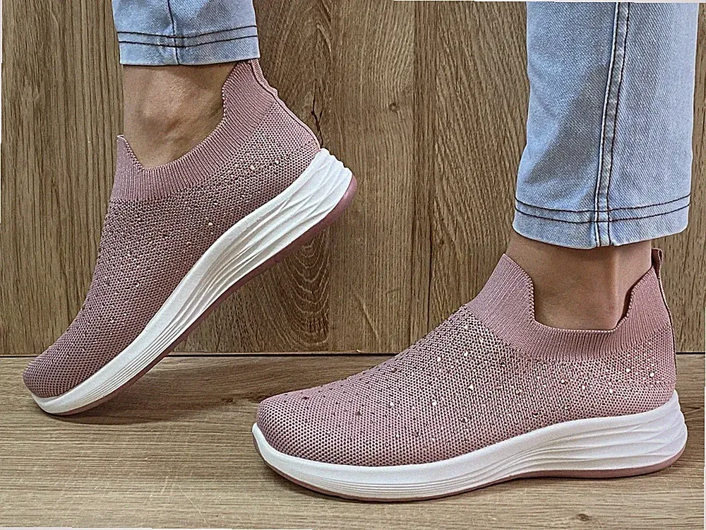 Damen Slip On Sneakers Glitzer Sportschuhe Laufschuhe Dehnbar NEU 201-37