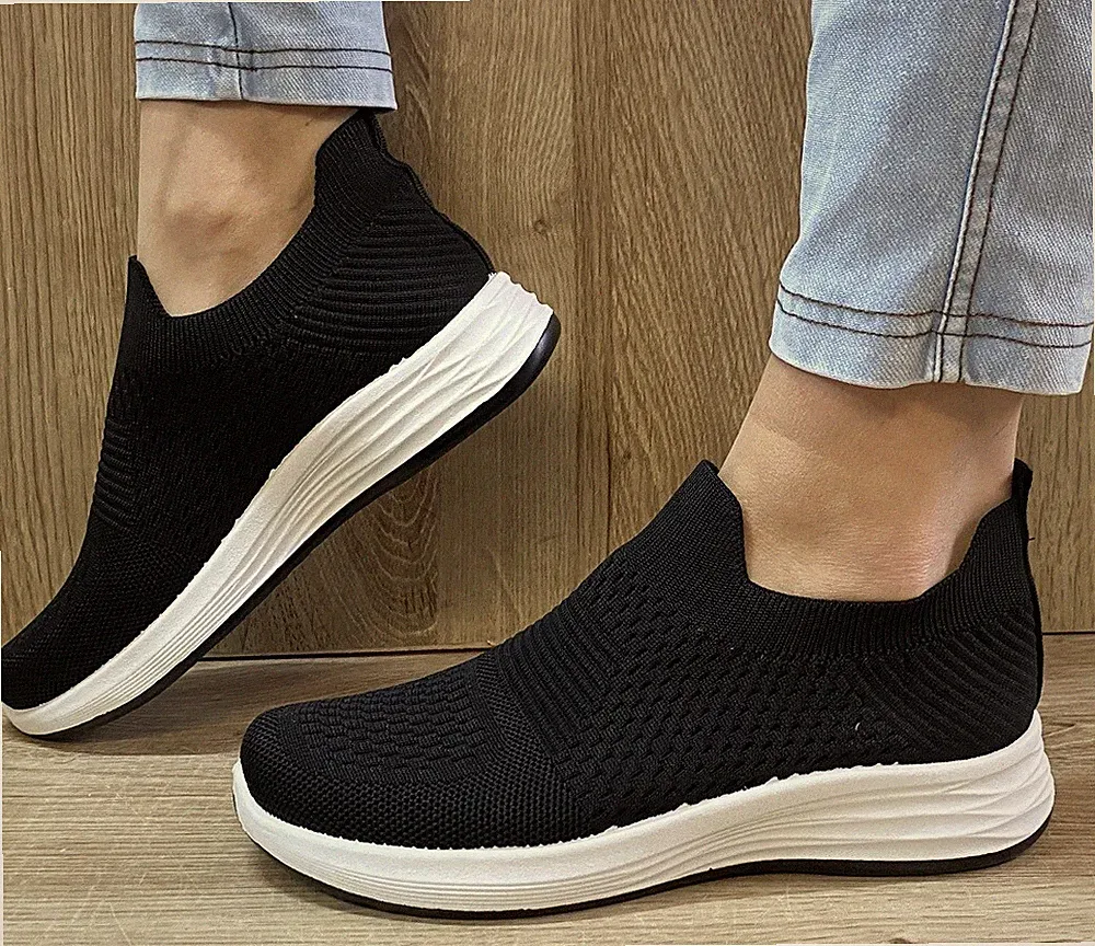 Damen Slip On Sneakers Sportschuhe Laufschuhe Dehnbar Leicht NEU PG160