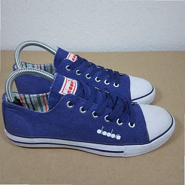 Diadora Blau Canvas Turnschuhe Schuhe Freizeit Klassisch Turnschuhe Gr. UK 5 Gebraucht