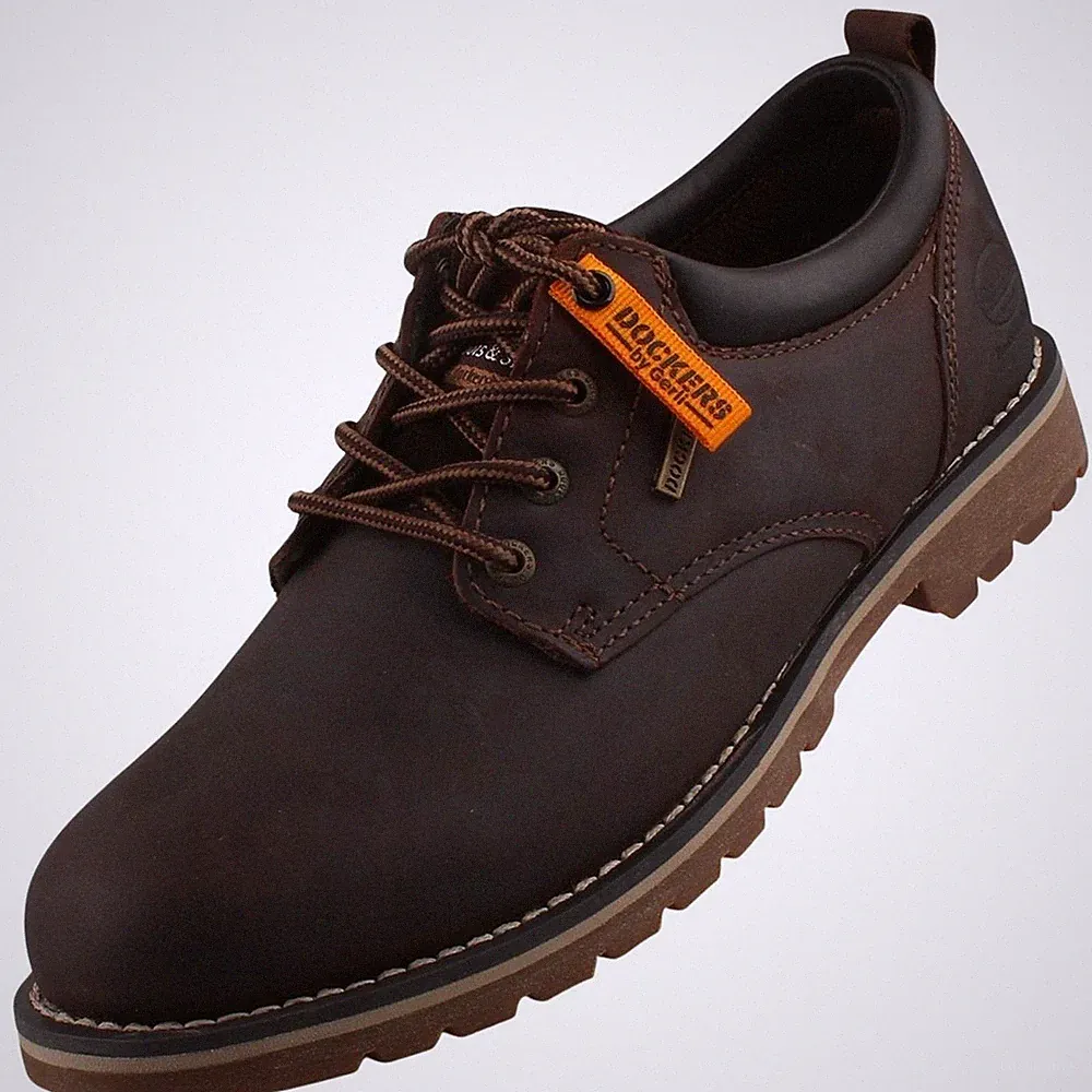 Dockers by Gerli Herren Leder Halbschuh Schnürschuh Braun 39WI010-401320