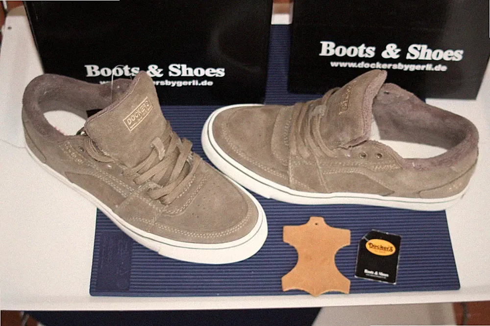DOCKERS MOCASSIN Neu sand echtes Leder Velours kombiniert 42