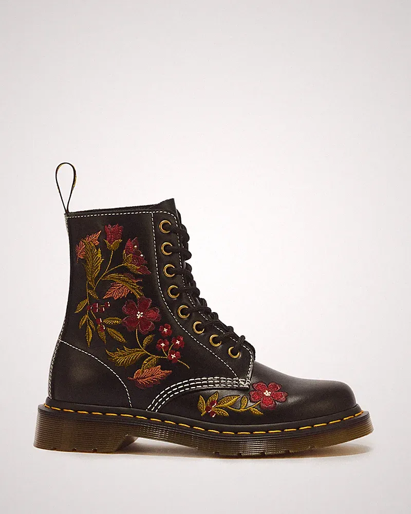 Dr. Martens 1460 Pascal Floral 8 Eye Wanama Leder Schnürstiefel in Schwarz/Multi