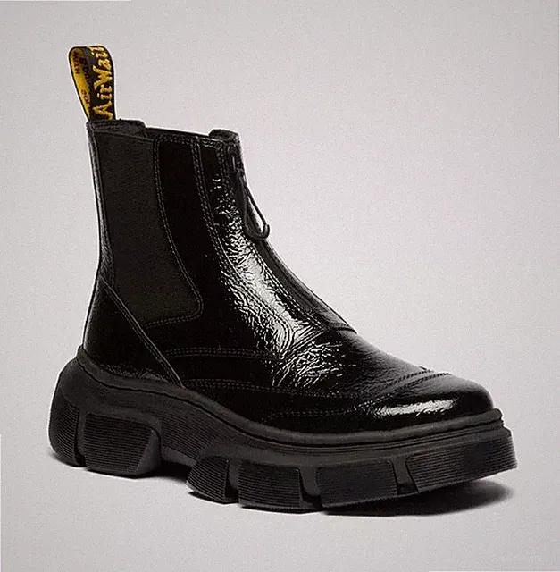 Dr. Martens DMXL Zip Distressed Lackleder Chelsea Boots in Schwarz alle Größen