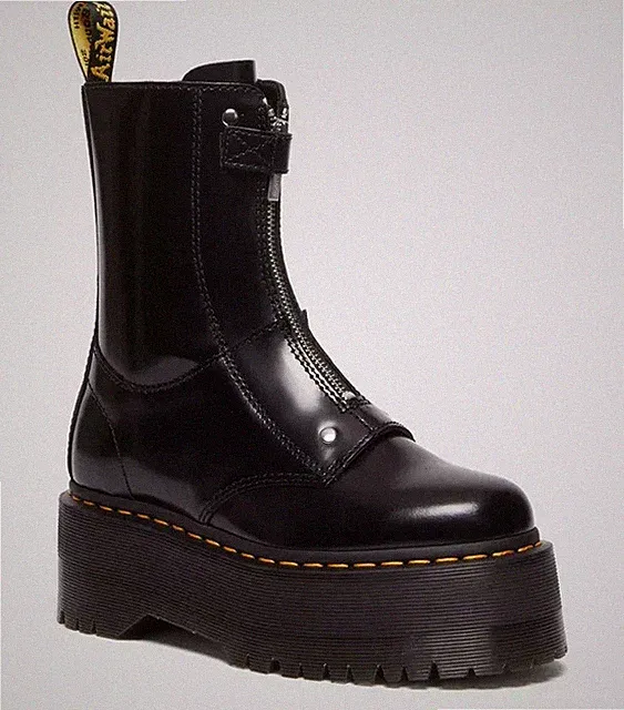 Dr. Martens Jetta Hi Max Buttero Leder Plateau Stiefel in Schwarz
