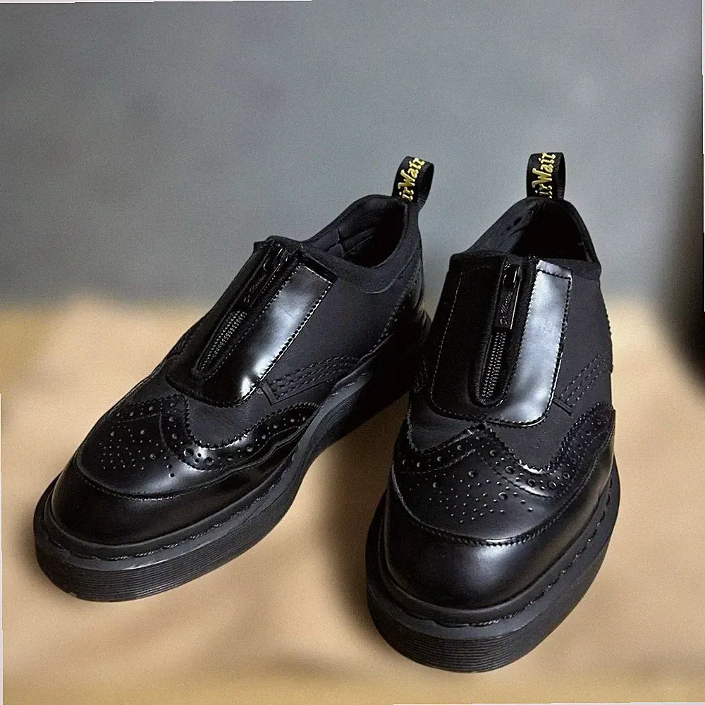 Dr. Martens Resnik Zip Slipper Herren 7 US/6 UK Schwarz Leder Selten Neu