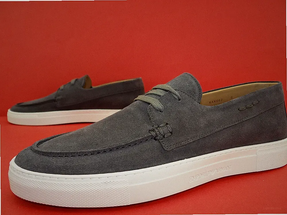 Emporio Armani Sneaker Schnürschuhe Laufschuhe Herren Leder Gr.42 Antracite