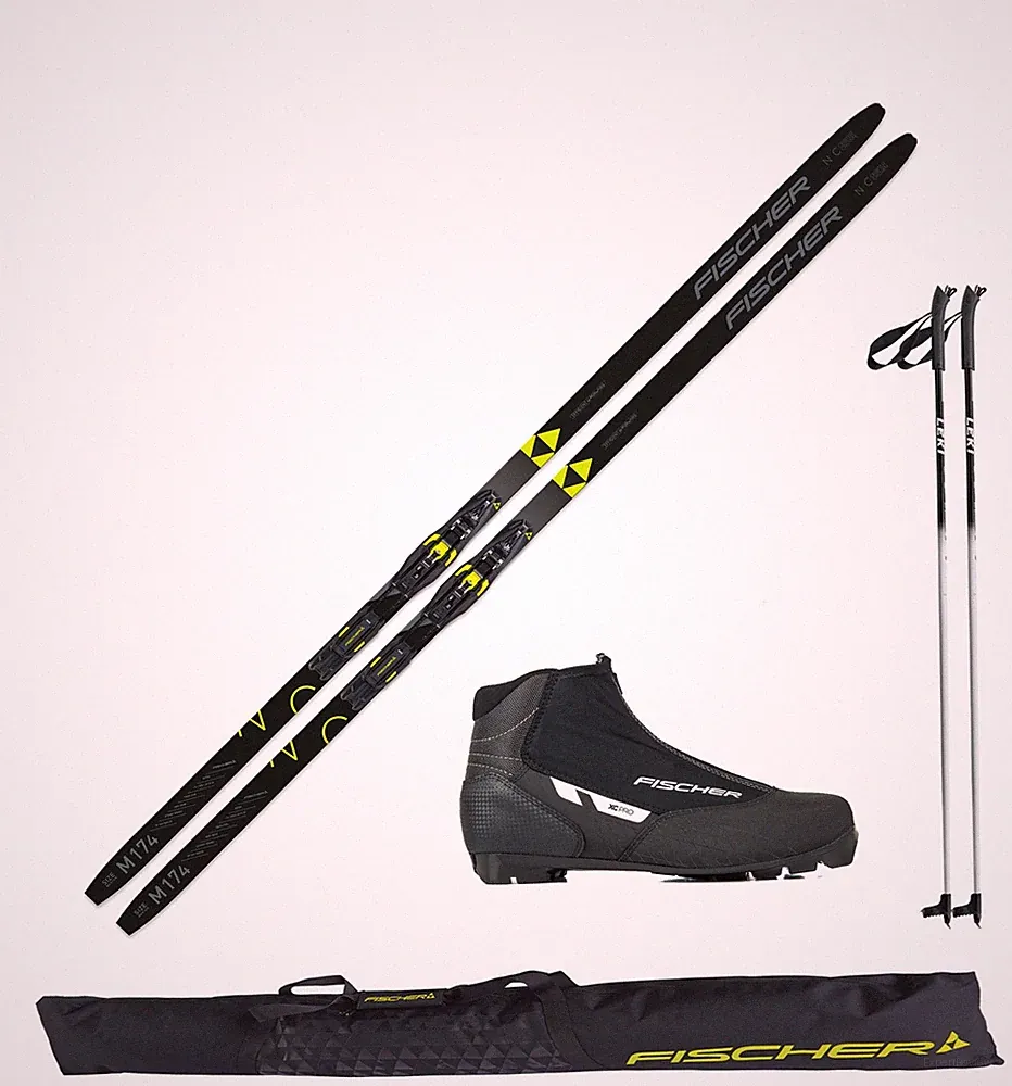Fischer Langlaufski-Set Orbiter - Ski /Bindung/ Schuhe Herren / Stöcke / Skisack