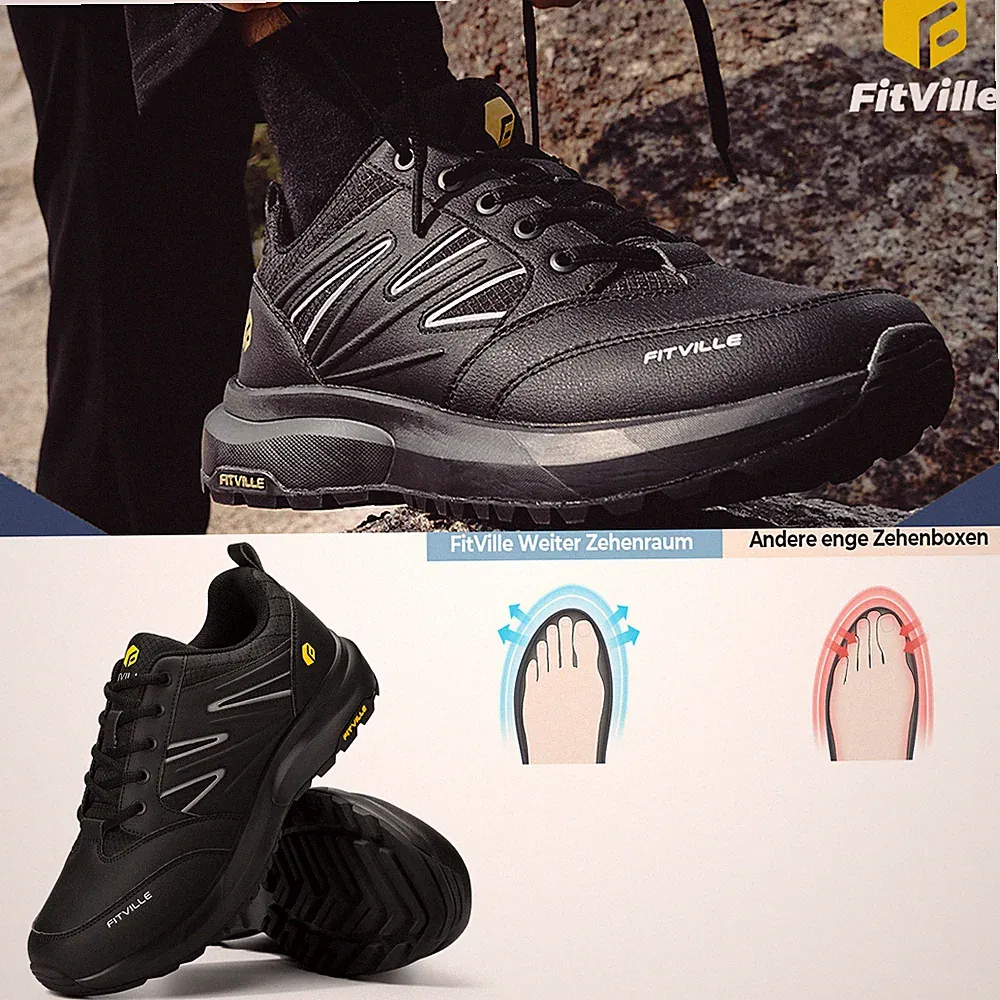 FitVille Extra Weit Wanderschuhe Herren Wasserdicht Wanderhalbschuhe rutschfest