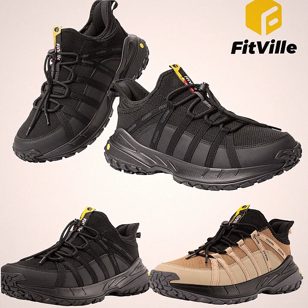 FitVille Herren Breit Trekkingschuhe Rutschfeste Slip On Wanderschuhe Sneakers