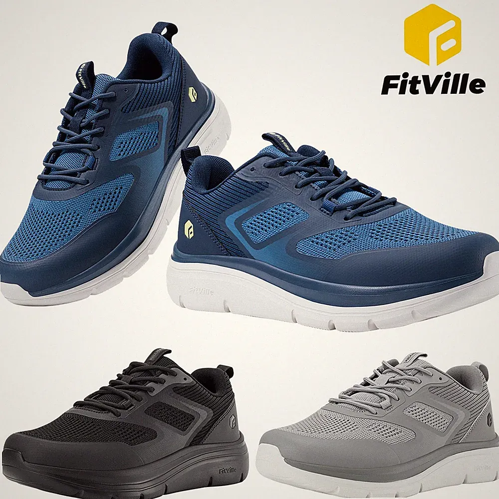 FitVille Herren Laufschuhe Breit Walkingschuhe Atmungsaktive Sportschuhe Leicht