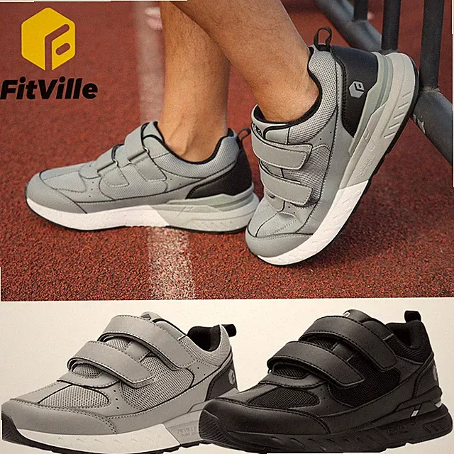 FitVille Herren Weit Diabetiker Sneaker Bequem Walkingschuhe mit Klettverschluss