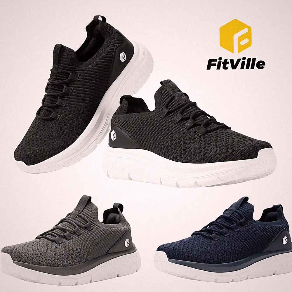 FitVille Herren Weit Laufschuhe Walkingschuhe Slip On Bequeme Turnschuhe Sneaker
