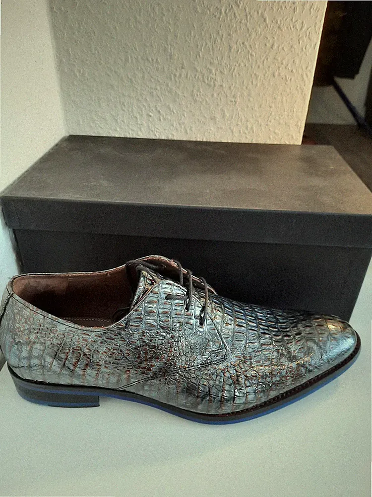Floris Van Bommel Herren Schuhe GREY PA .CROCO GR.6, G1/2