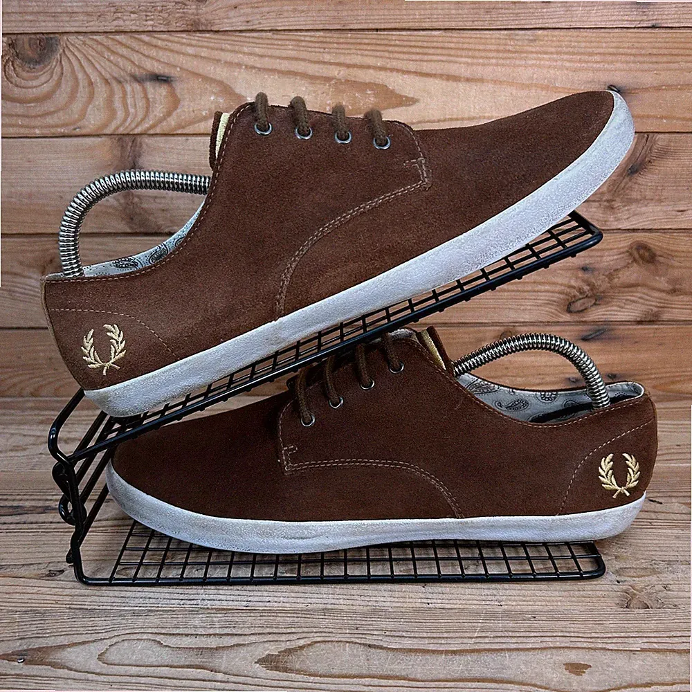 Fred Perry Turnschuhe Herren Größe UK 9 Foxx braun Wildleder Freizeit Mod Roller Schuhe